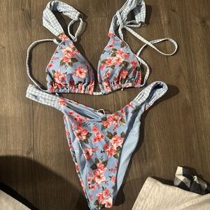 Fashion Nova Light Blue Floral Bikini